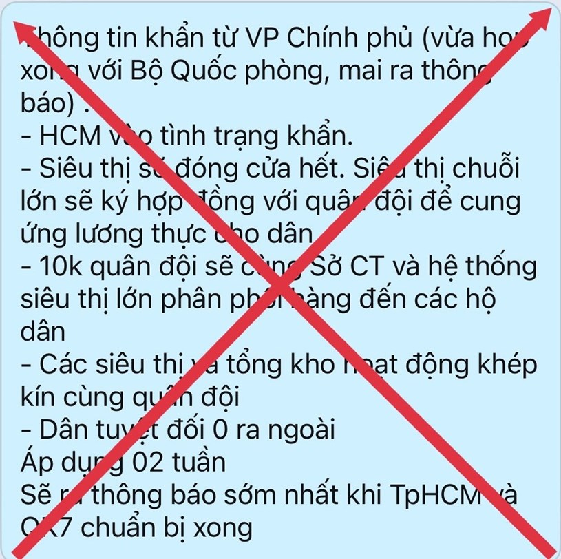 NÓNG: Thông tin "TP HCM vào tình trạng khẩn" là bịa đặt, đề nghị không chia sẻ