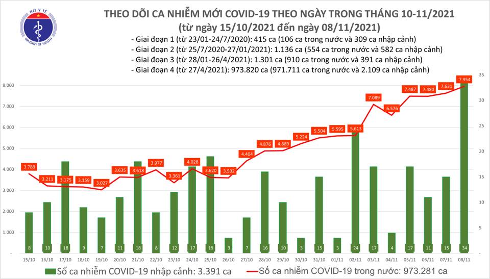 Ng&agrave;y 8-11, th&ecirc;m 1.073 người khỏi bệnh v&agrave; 7.988 ca mắc Covid-19 - Ảnh 1.