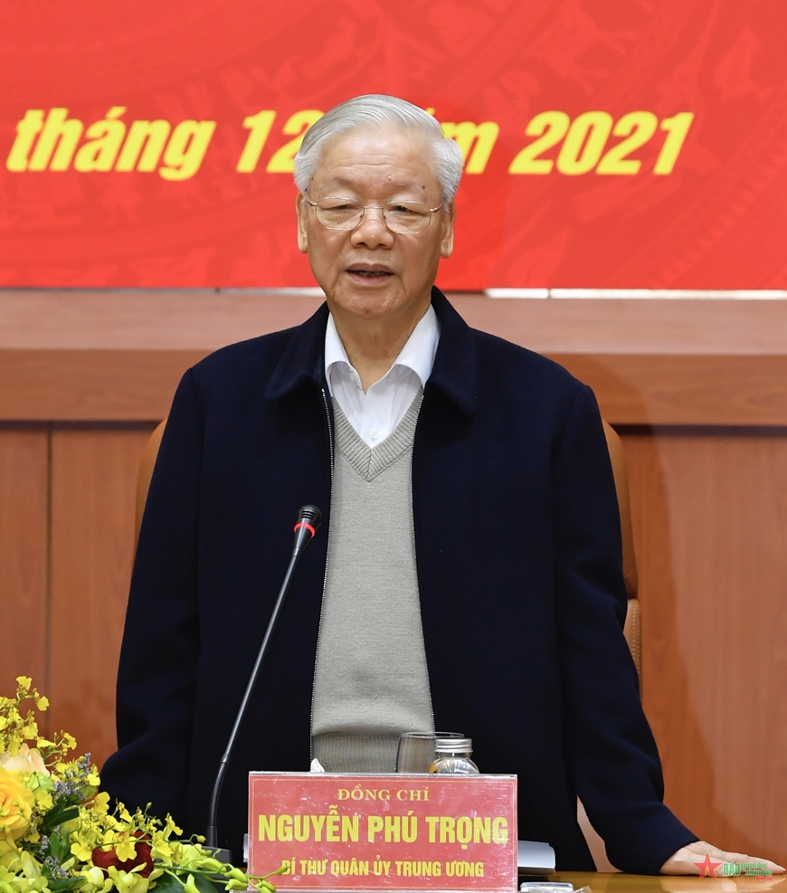 Những h&igrave;nh ảnh Tổng B&iacute; thư Nguyễn Ph&uacute; Trọng chủ tr&igrave; Hội nghị Qu&acirc;n ủy Trung ương - Ảnh 6.
