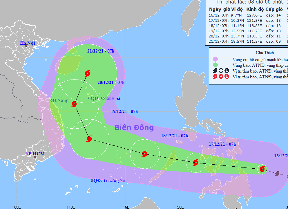 Bão Rai giật cấp 17 đang tiến rất nhanh vào biển Đông - Ảnh 1.