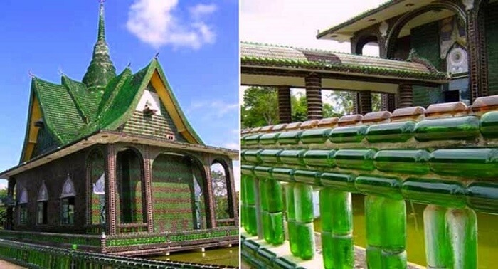 Ng&ocirc;i ch&ugrave;a vỏ chai - Kiến tr&uacute;c &ldquo;c&oacute; một kh&ocirc;ng hai&rdquo; ở Th&aacute;i Lan - Ảnh 1.