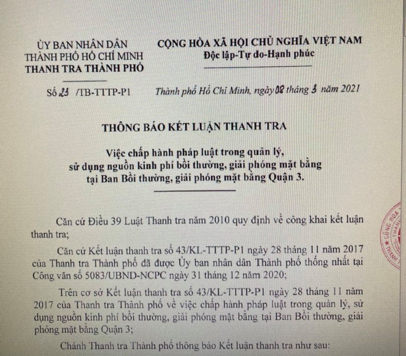 Phát hiện hàng loạt vi phạm tại Ban Bồi thường giải phóng mặt bằng quận 3, TP HCM