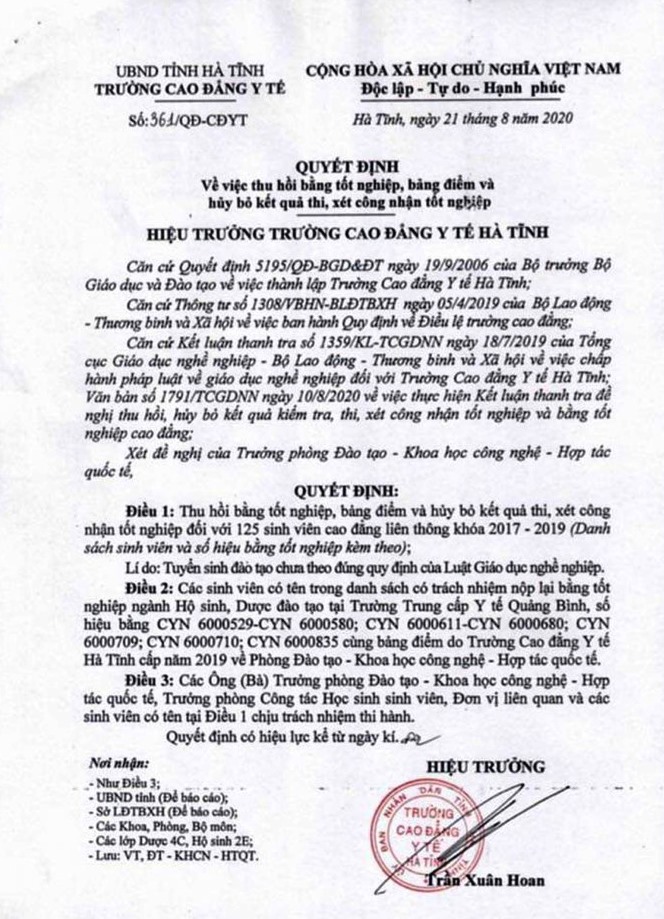 125 học vi&ecirc;n ở Quảng B&igrave;nh đ&atilde; được c&ocirc;ng nhận kết quả thi tốt nghiệp - Ảnh 2.