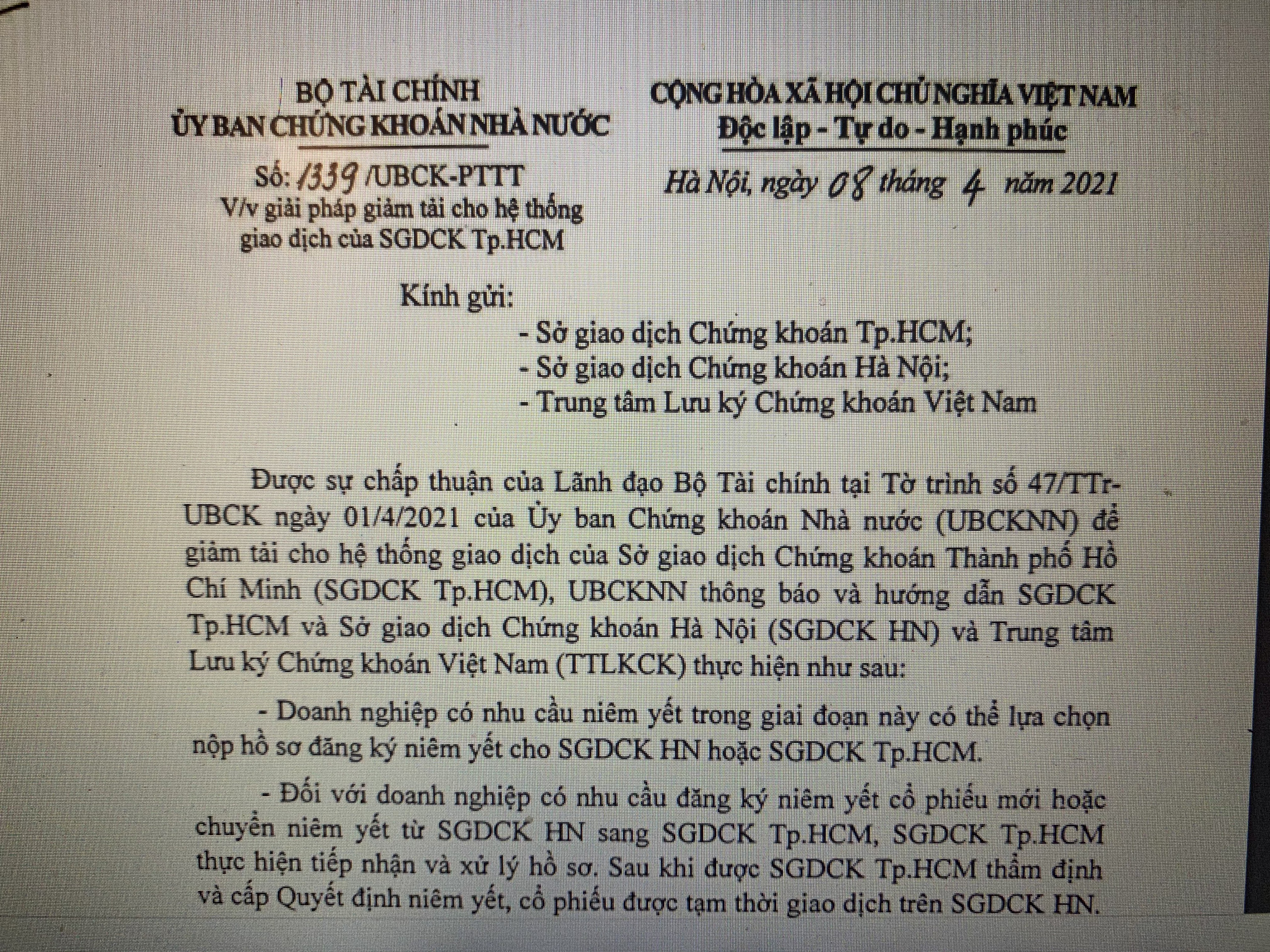Tạm dừng nhận giao dịch cổ phiếu mới trên HOSE - Ảnh 1.