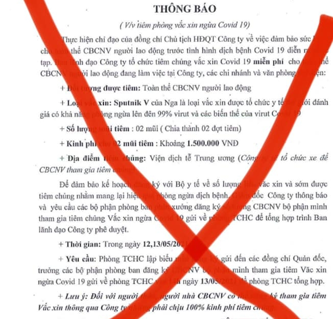 Lừa đảo ti&ecirc;m vắc-xin ngừa Covid-19 gi&aacute; 1,5 triệu cho 2 mũi ti&ecirc;m - Ảnh 1.