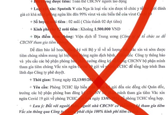 Lừa đảo tiêm vắc-xin ngừa Covid-19 giá 1,5 triệu cho 2 mũi tiêm