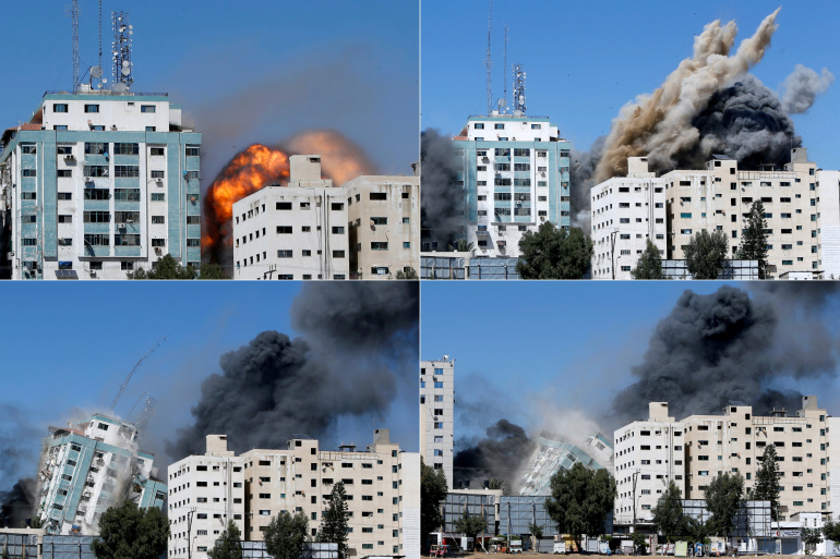 Một giờ tháo chạy trước khi Israel đánh sập "tòa nhà truyền thông" ở Gaza