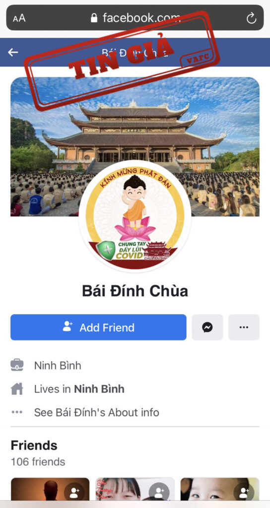 Giả mạo Facebook ch&ugrave;a B&aacute;i Đ&iacute;nh k&ecirc;u gọi từ thiện - Ảnh 1.