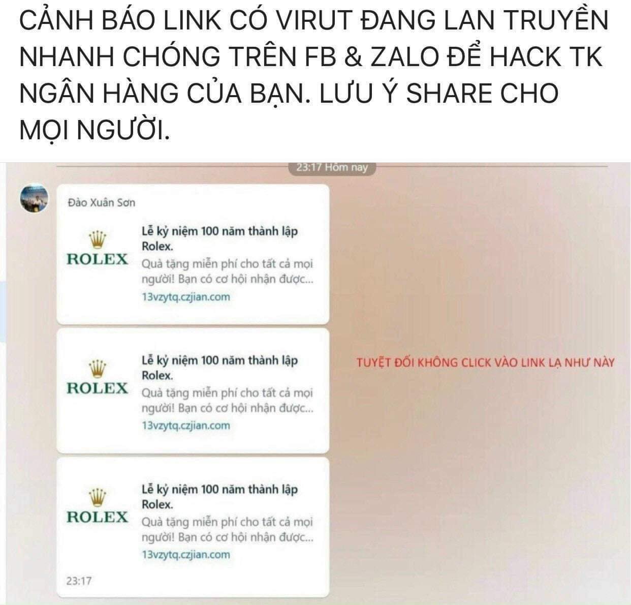 Click vào quảng cáo “trúng thưởng đồng hồ Rolex”, coi chừng mất tài khoản ngân hàng