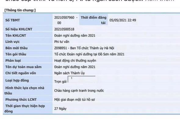 Thực hư thông tin Hà Nội đấu thầu cho cán bộ đi nghỉ dưỡng khi đang có dịch Covid-19