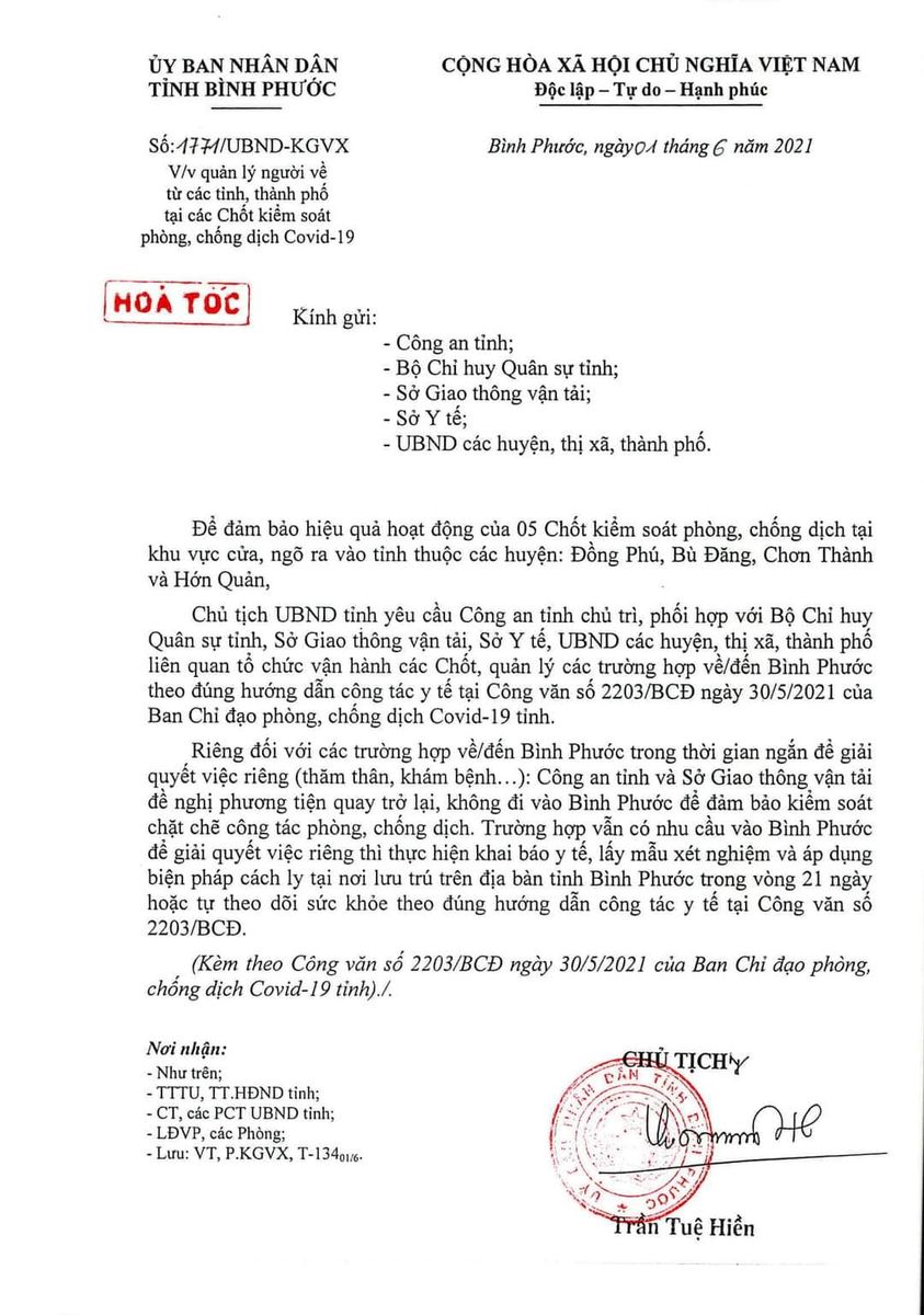 Người đến B&igrave;nh Phước phải c&aacute;ch ly 21 ng&agrave;y - Ảnh 1.