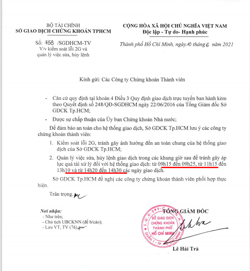 HOSE y&ecirc;u cầu quản l&yacute; việc sửa, hủy lệnh giao dịch theo khung giờ cụ thể - Ảnh 1.