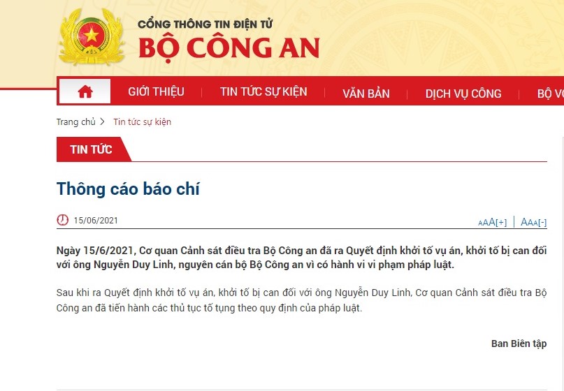 Khởi tố 1 nguyên phó tổng cục trưởng thuộc Bộ Công an