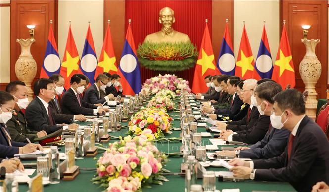 Tổng Bí thư Nguyễn Phú Trọng và Tổng Bí thư, Chủ tịch nước Lào hội đàm