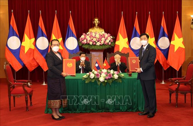 Tổng B&iacute; thư Nguyễn Ph&uacute; Trọng v&agrave; Tổng B&iacute; thư, Chủ tịch nước L&agrave;o hội đ&agrave;m - Ảnh 5.