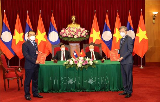 Tổng B&iacute; thư Nguyễn Ph&uacute; Trọng v&agrave; Tổng B&iacute; thư, Chủ tịch nước L&agrave;o hội đ&agrave;m - Ảnh 6.