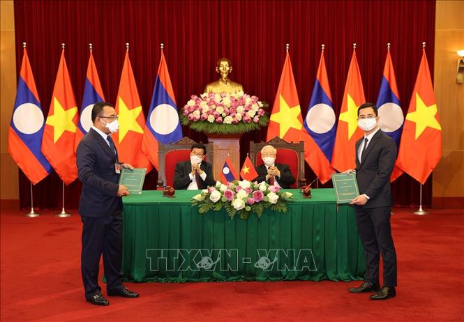 Tổng B&iacute; thư Nguyễn Ph&uacute; Trọng v&agrave; Tổng B&iacute; thư, Chủ tịch nước L&agrave;o hội đ&agrave;m - Ảnh 8.