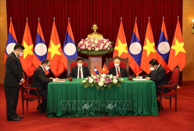 Tổng B&iacute; thư Nguyễn Ph&uacute; Trọng v&agrave; Tổng B&iacute; thư, Chủ tịch nước L&agrave;o hội đ&agrave;m - Ảnh 9.