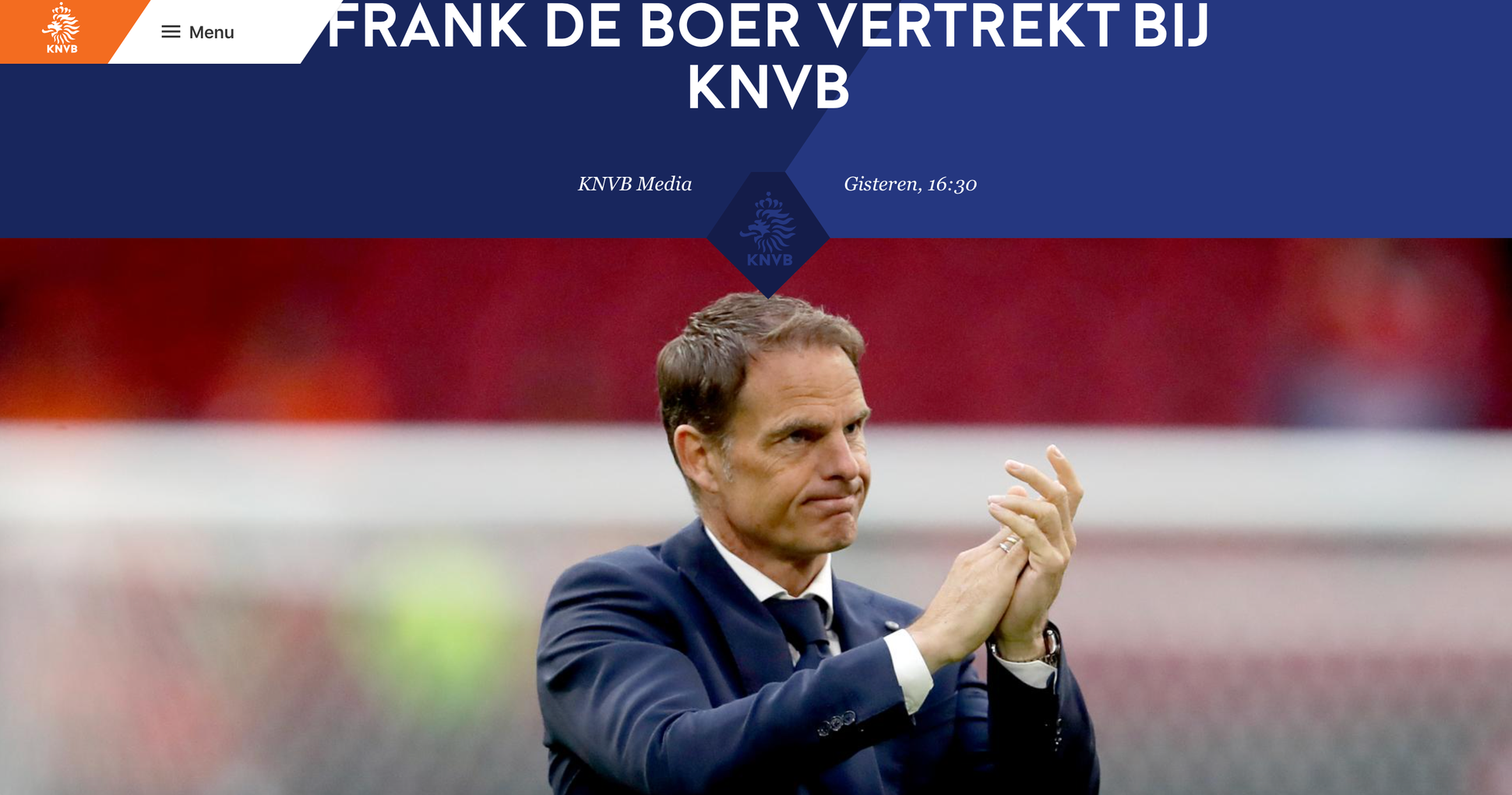 H&agrave; Lan bị loại, KNVB ch&iacute;nh thức sa thải HLV Frank de Boer - Ảnh 1.