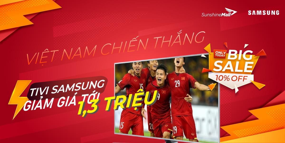 Sunshine Mall hòa nhịp cùng tuyển Việt Nam, đồng loạt giảm giá cực sốc Tivi Samsung - Ảnh 1.
