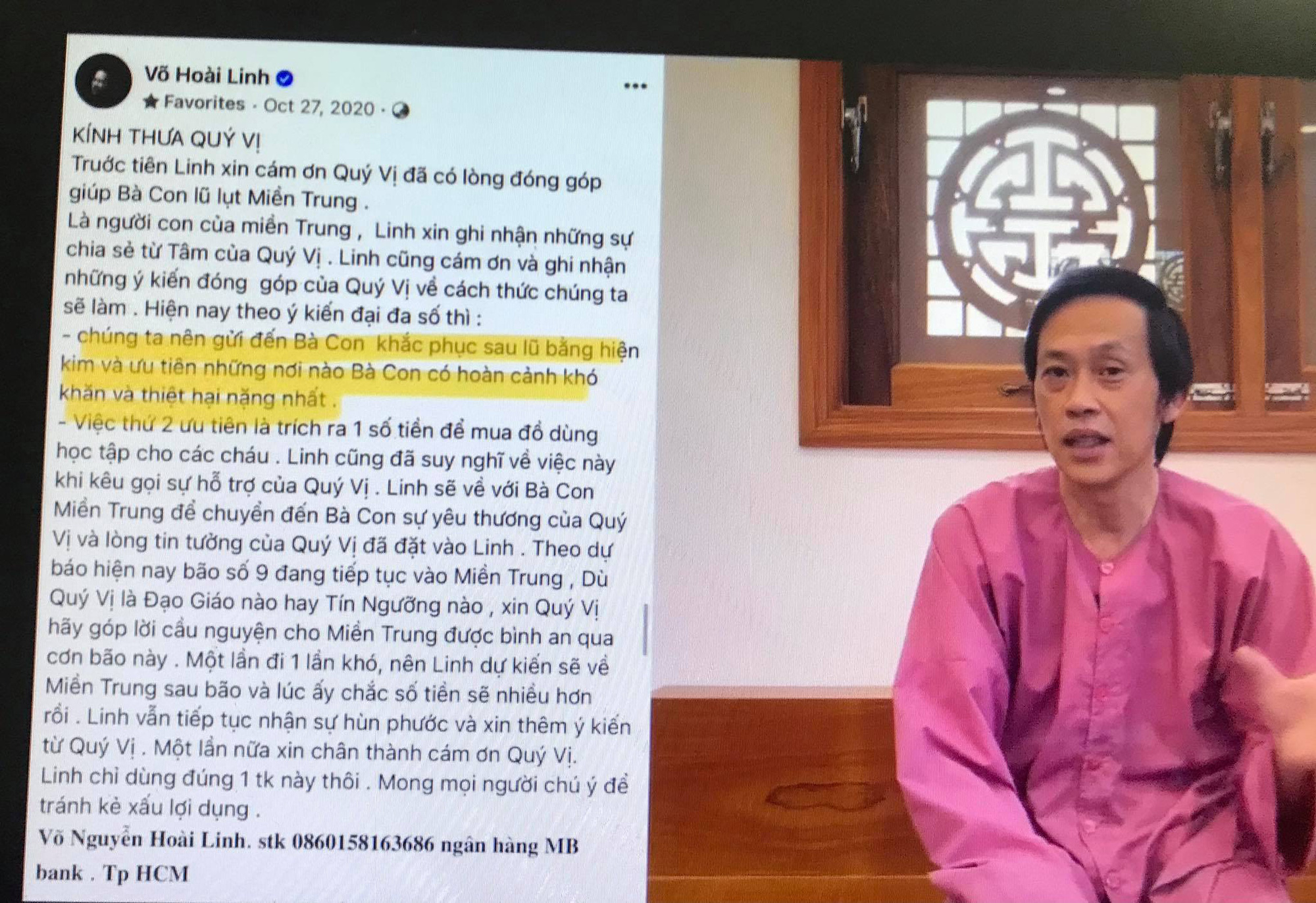 Nhận lỗi do chủ quan, NSƯT Hoài Linh giải trình về việc giải ngân số tiền từ thiện hơn 13 tỉ đồng