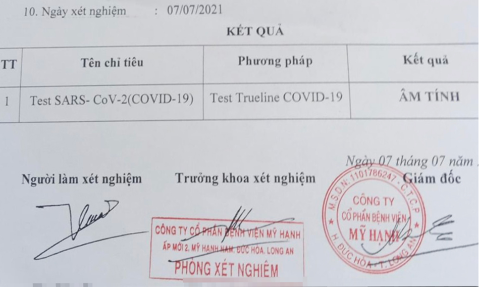 Công an Long An vào cuộc vụ phiếu xét nghiệm SARS-CoV-2 nghi giả