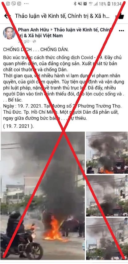 TP HCM: Phản hồi thông tin sai sự thật về việc người dân tự thiêu ở TP Thủ Đức