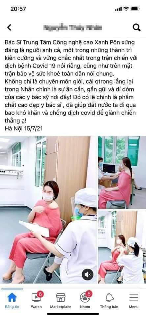 Y&ecirc;u cầu kiểm tra, xử l&yacute; vụ &Aacute; hậu doanh nh&acirc;n khoe được người anh cho ti&ecirc;m vắc-xin Covid-19 - Ảnh 1.