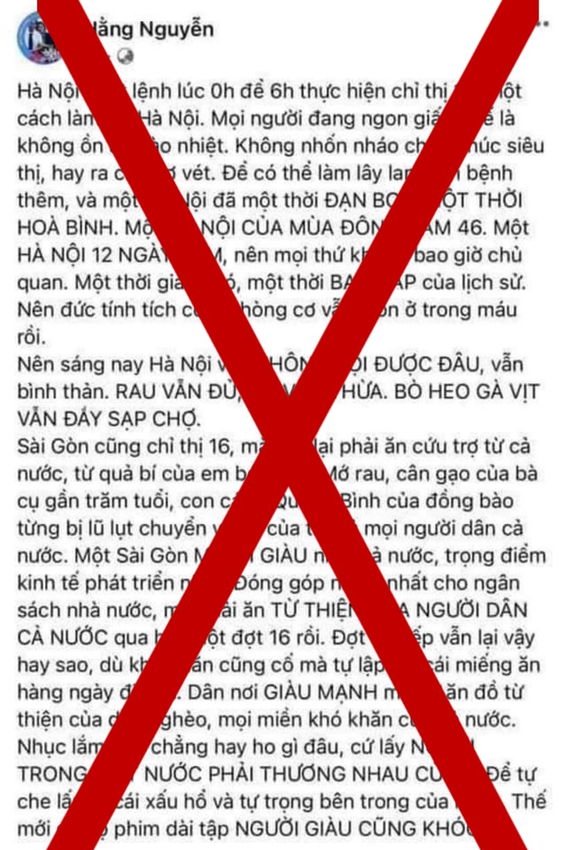 Thanh tra Sở Thông tin và Truyền thông TP HCM mời chủ tài khoản Facebook "Hằng Nguyễn" lên làm việc