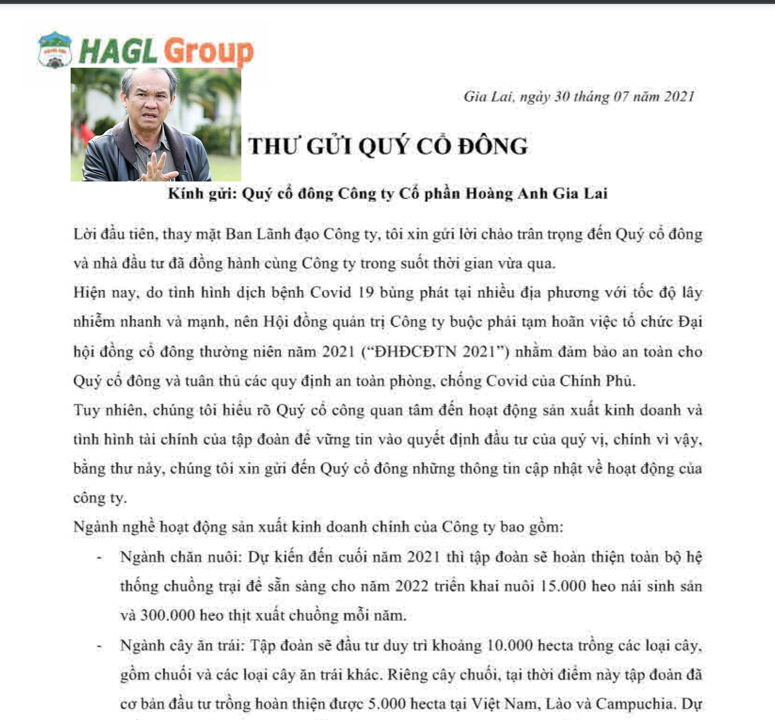 Bầu Đức gửi t&acirc;m thư cho cổ đ&ocirc;ng nhắc khoản nợ với BIDV - Ảnh 1.