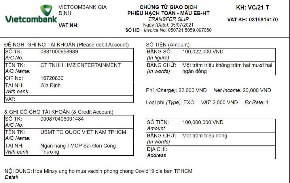 H&ograve;a Minzy v&agrave; nhiều nghệ sĩ ủng hộ quỹ vắc-xin, ph&ograve;ng chống dịch Covid-19 - Ảnh 2.