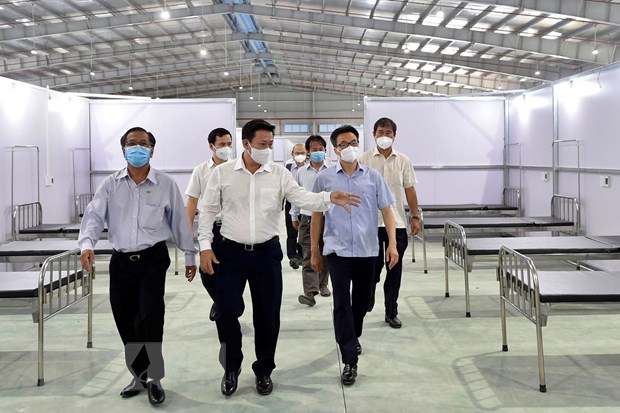 Kiểm tra công tác phòng, chống dịch ở Bệnh viện dã chiến số 1 tại KCN Thành Thành Công
