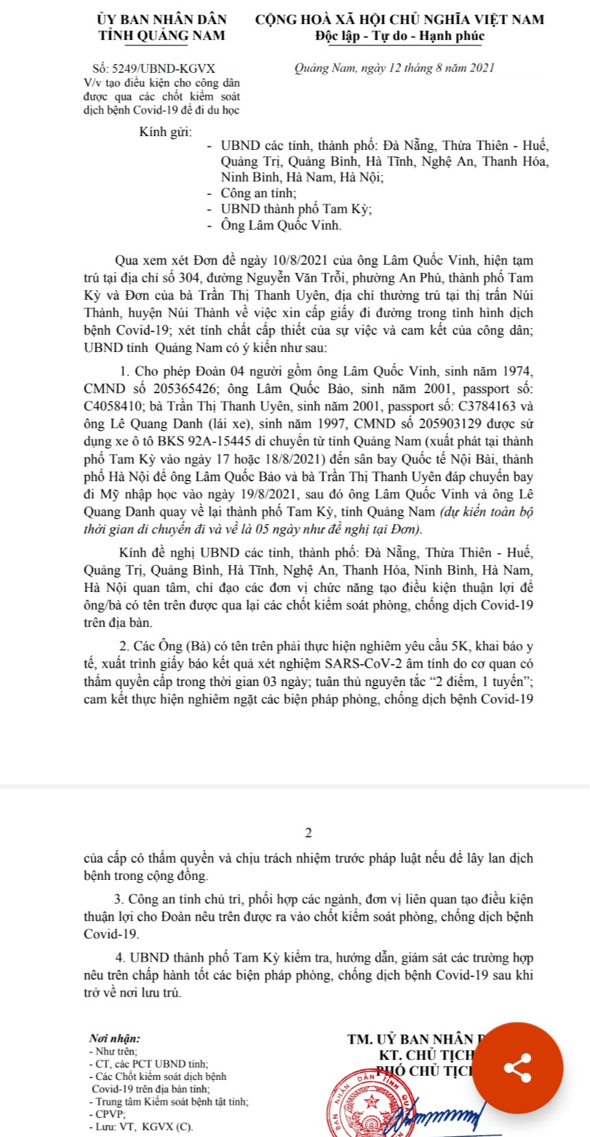 Quảng Nam thông tin về văn bản cho Bí thư Tam Kỳ chở con ra Hà Nội sang Mỹ du học - Ảnh 2.