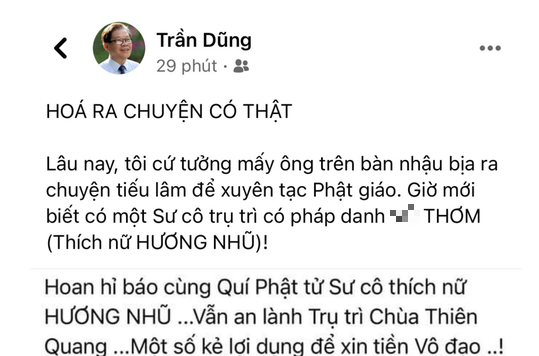 Kiểm điểm Phó Chủ tịch Hội VHNT Trà Vinh vì đùa cợt pháp danh một ni sư