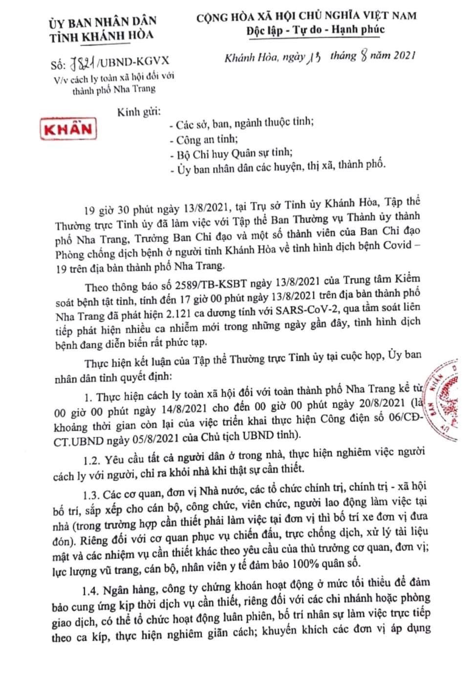 Cách ly xã hội toàn TP Nha Trang 1 tuần, người dân và cán bộ làm việc tại nhà - Ảnh 1.
