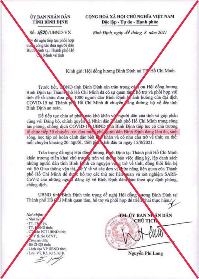 Xuất hiện văn bản giả mạo chữ ký chủ tịch tỉnh Bình Định trên mạng xã hội