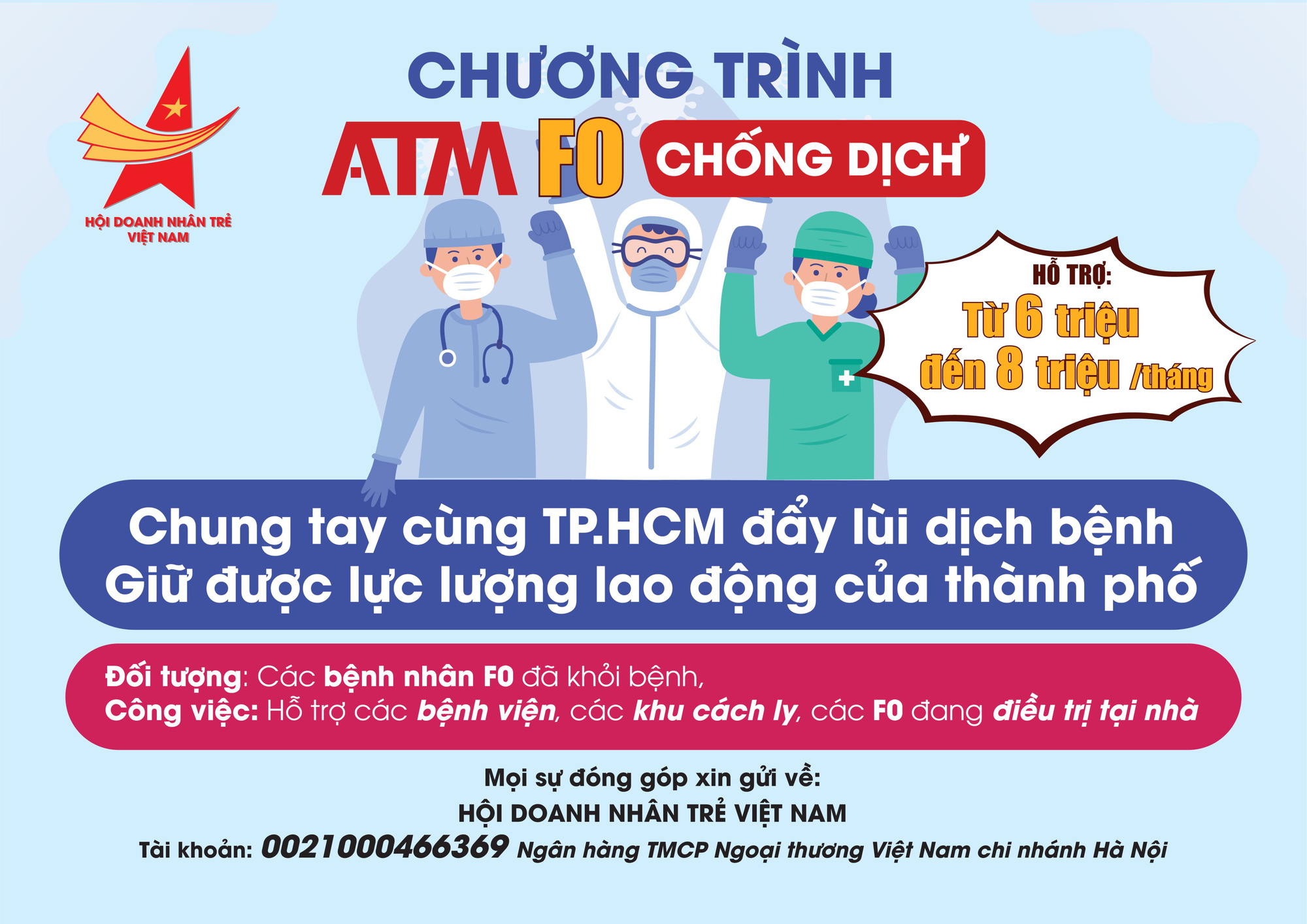 Hội Doanh nhân trẻ Việt Nam phát động chương trình "ATM F0 chống dịch"