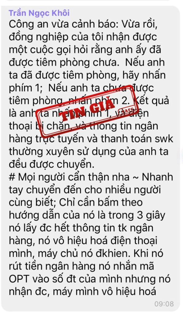 Thông tin về lừa đảo chiếm đoạt thông tin cá nhân trên mạng là giả mạo