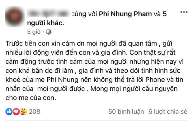 Sức khoẻ của ca sĩ Phi Nhung đã tốt hơn sau 3 ngày điều trị Covid-19 - Ảnh 3.