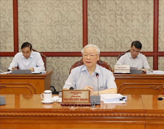 Những h&igrave;nh ảnh Tổng B&iacute; thư Nguyễn Ph&uacute; Trọng chủ tr&igrave; họp Bộ Ch&iacute;nh trị - Ảnh 3.