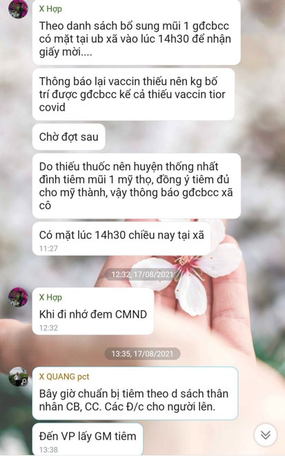 Nhắn tin mời th&acirc;n nh&acirc;n c&aacute;n bộ đến ti&ecirc;m vắc-xin ưu ti&ecirc;n, chủ tịch x&atilde; bị kỷ luật - Ảnh 1.