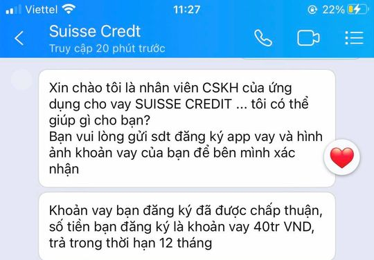 Vay 300 triệu đồng qua trang web "suissecredit88.com", mất 1,1 tỉ đồng