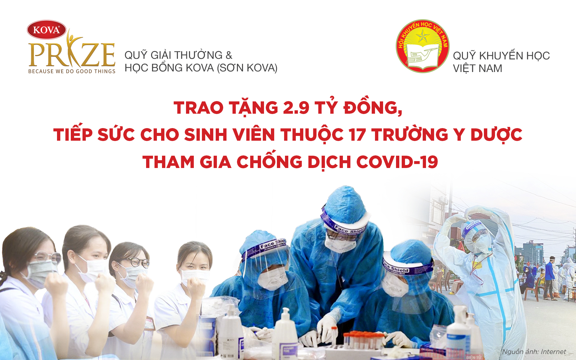Quỹ giải thưởng KOVA v&agrave; Quỹ Khuyến học Việt Nam trao tặng 2,9 tỉ đồng cho sinh vi&ecirc;n Y dược chống dịch Covid-19 - Ảnh 1.