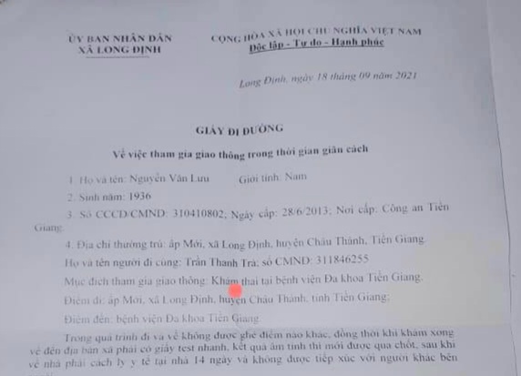 Tiền Giang: Cấp giấy đi đường cho 2 người đàn ông đi… khám thai