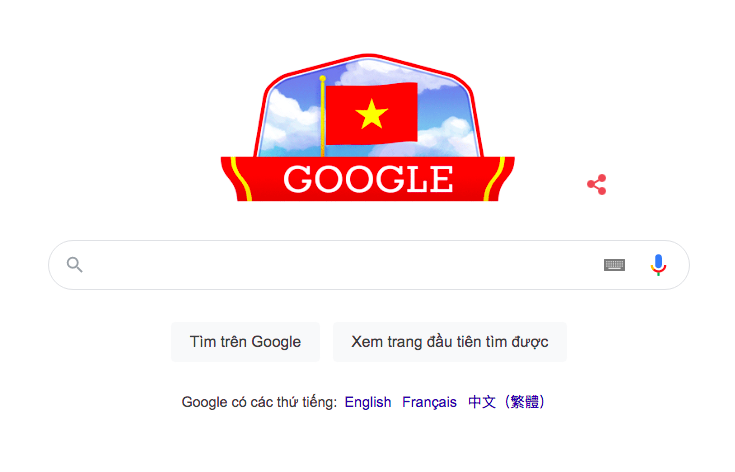 Google đổi giao diện bằng ảnh cờ đỏ sao vàng mừng Quốc khánh Việt Nam