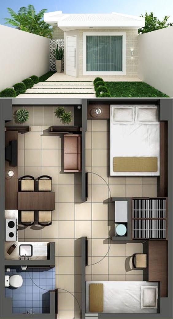 Mẫu nhà ống 1 tầng hiện đại, vừa túi tiền được ưa chuộng ở nông thôn - Ảnh 1.