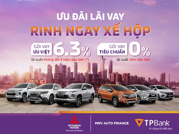 Mua xe Mitsubishi với lãi suất 0%/năm từ TPBank