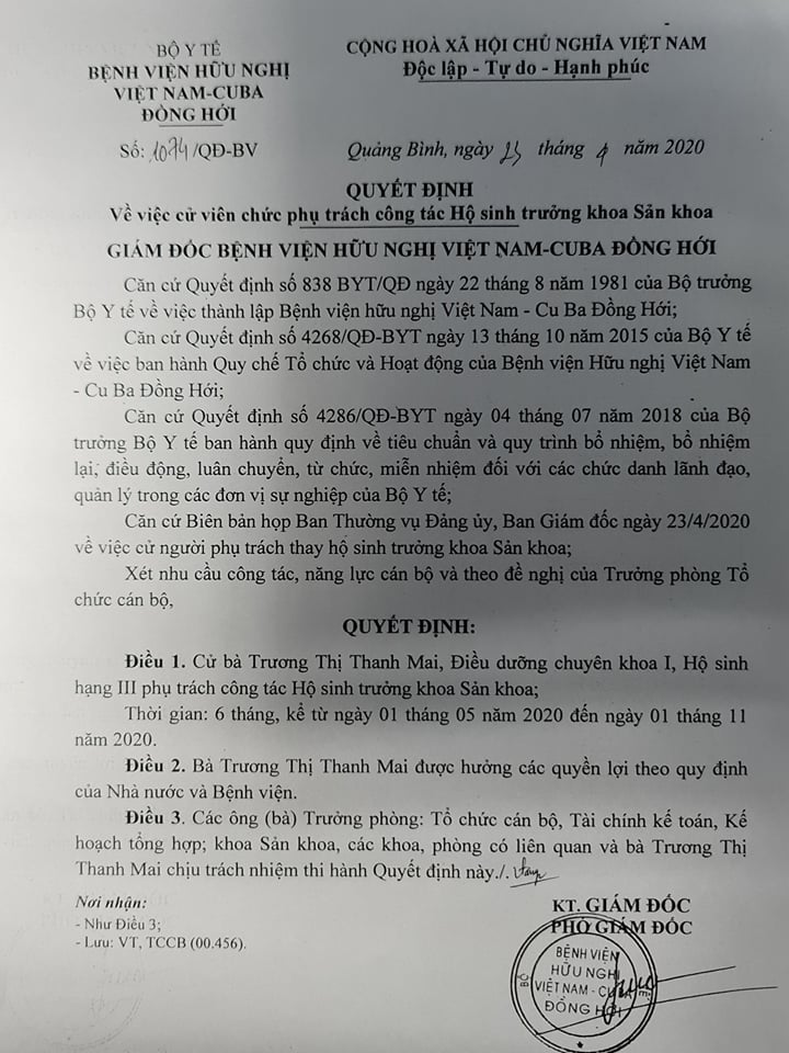 Em vợ giám đốc bệnh viện được ưu ái vị trí hộ sinh trưởng nhưng bất thành - Ảnh 1.