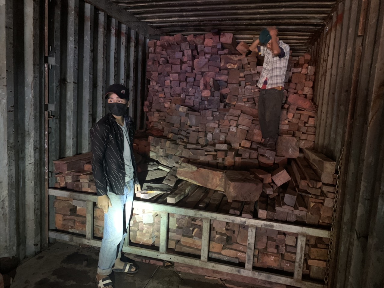 Lật tẩy b&iacute; mật trong 7 xe container chở gỗ, đ&aacute; qu&yacute; từ L&agrave;o  - Ảnh 1.