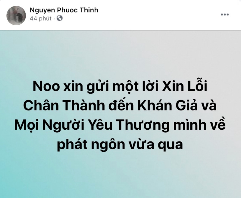 Noo Phước Thịnh xin lỗi sau phát ngôn 18+